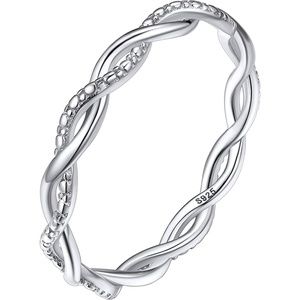 💍NEW Twist Ring White Gold Sterling Band Women Love Statement Eternity Promise